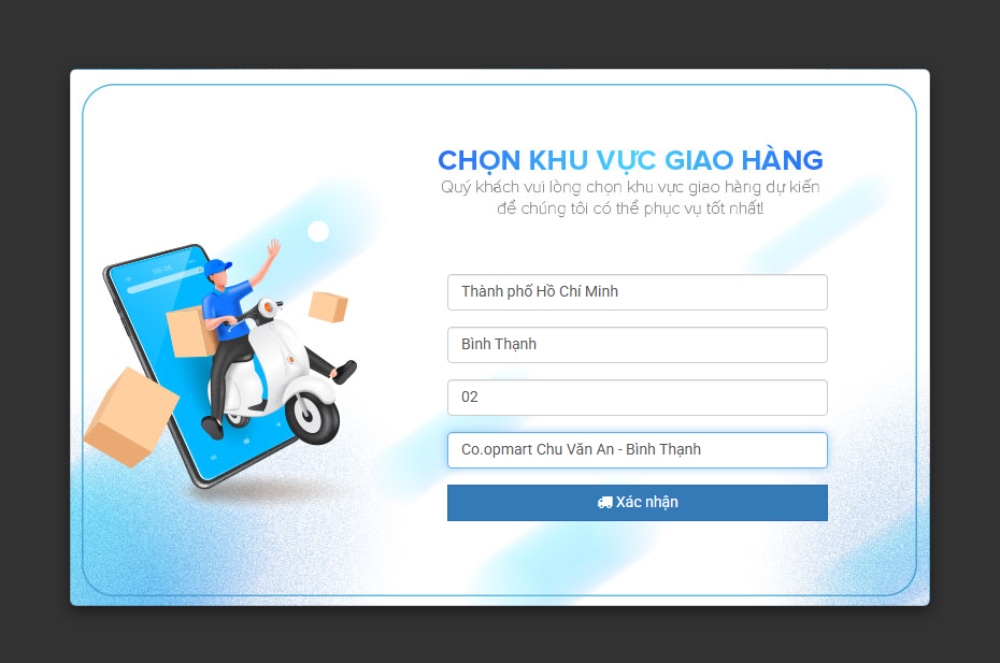 Điền đầy đủ thông tin tại khu vực giao hàng