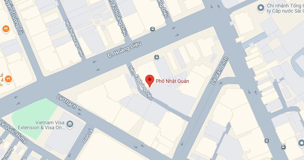 Phố Nhật Quán nằm ở 43/19 Đường Hoàng Diệu, Phường 12, Quận 4 (Ảnh: Google Maps)