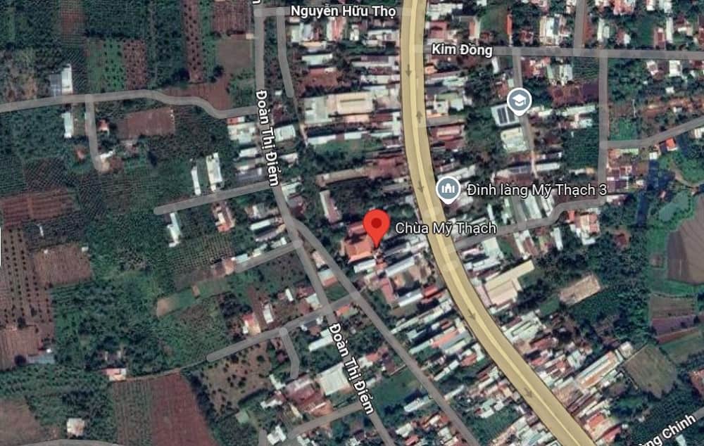 Di chuyển từ trung tâm thành phố Pleiku theo đường Hùng Vương đến chùa Mỹ Thạch (Ảnh: Google Maps)