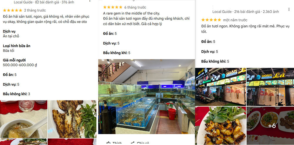 Đánh giá của khách hàng trên Google Maps (Ảnh: Google Maps)
