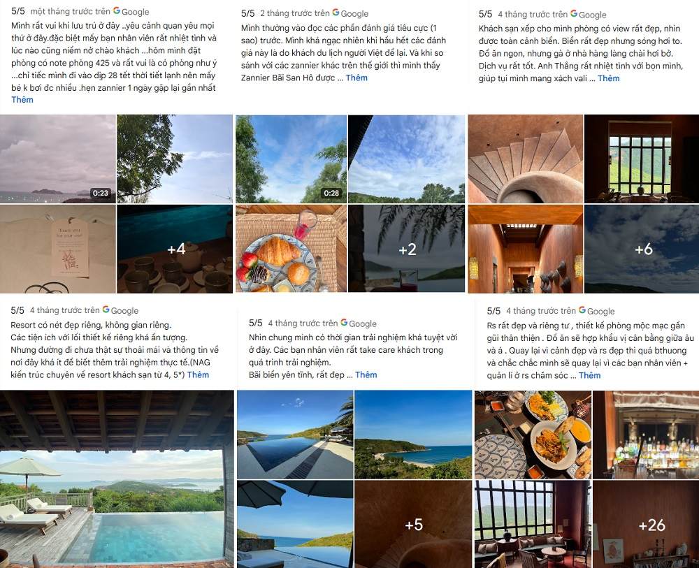 Đánh giá của khách hàng trên Google Maps 