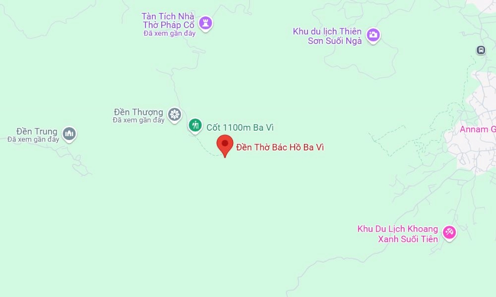 Đền thờ Bác Hồ Ba Vì thuộc Vườn Quốc gia Ba Vì (Ảnh: Google Maps)