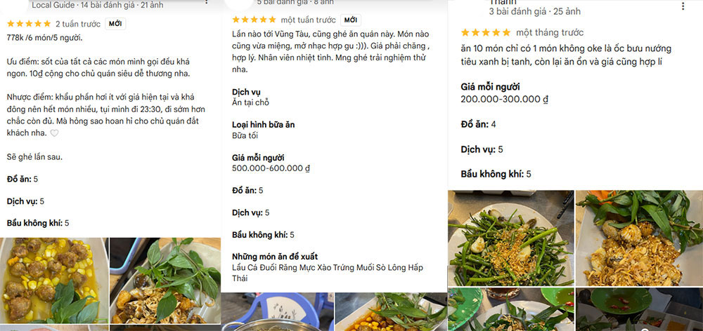 Đánh giá của khách hàng trên Google Maps (Ảnh: Google Maps)