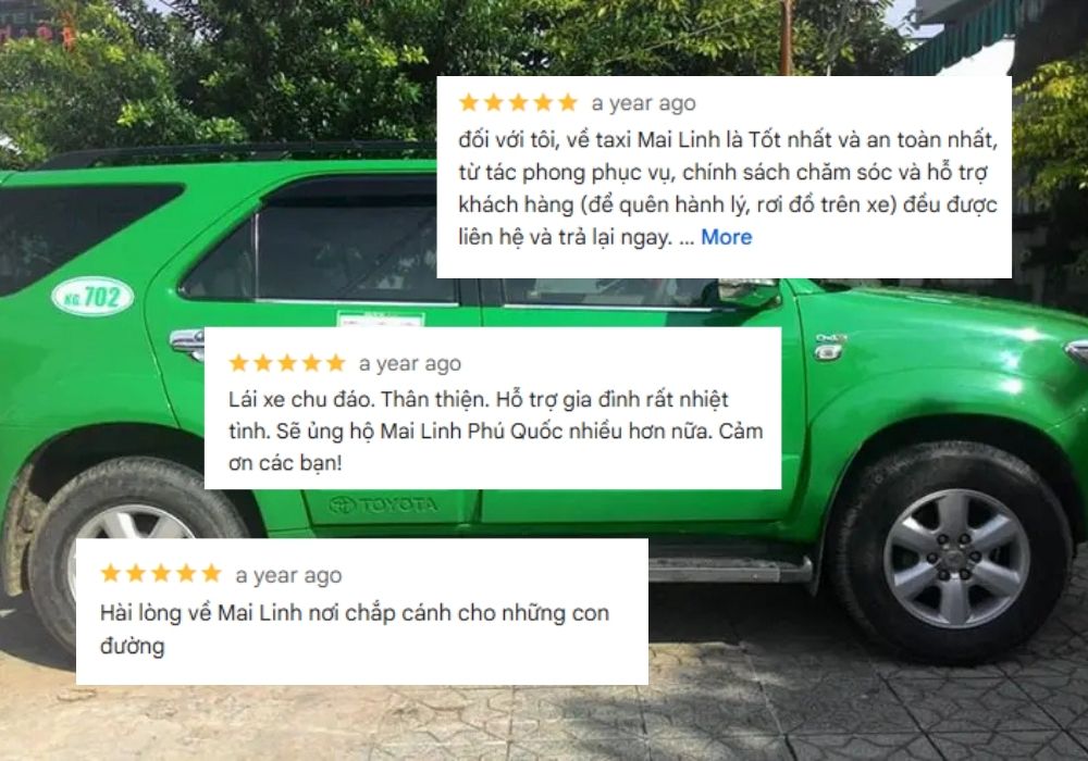 Taxi Mai Linh luôn nhận được những đánh giá 5 sao từ khách hàng (Ảnh: Google Maps)