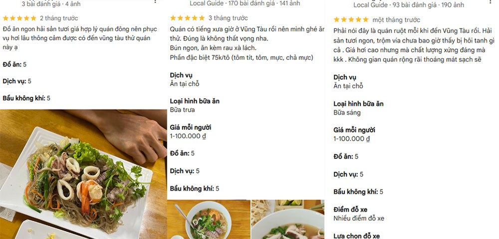 Đánh giá của khách hàng trên Google Maps (Ảnh: Google Maps)