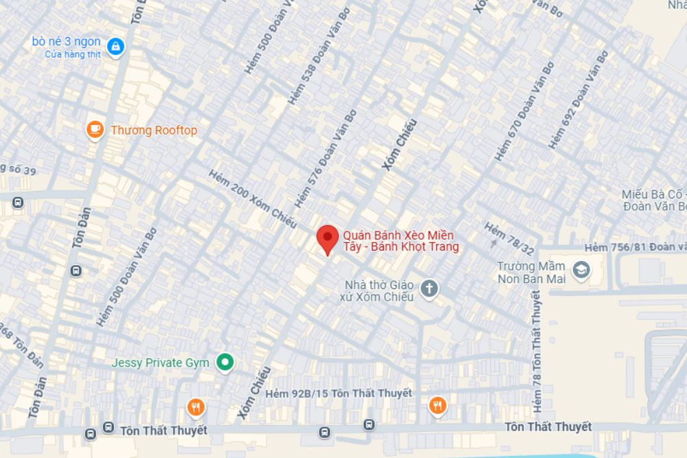 Bánh xèo miền Tây - bánh khọt Trang 202A Xóm Chiếu, P16, Q4 (Ảnh: Google Maps)