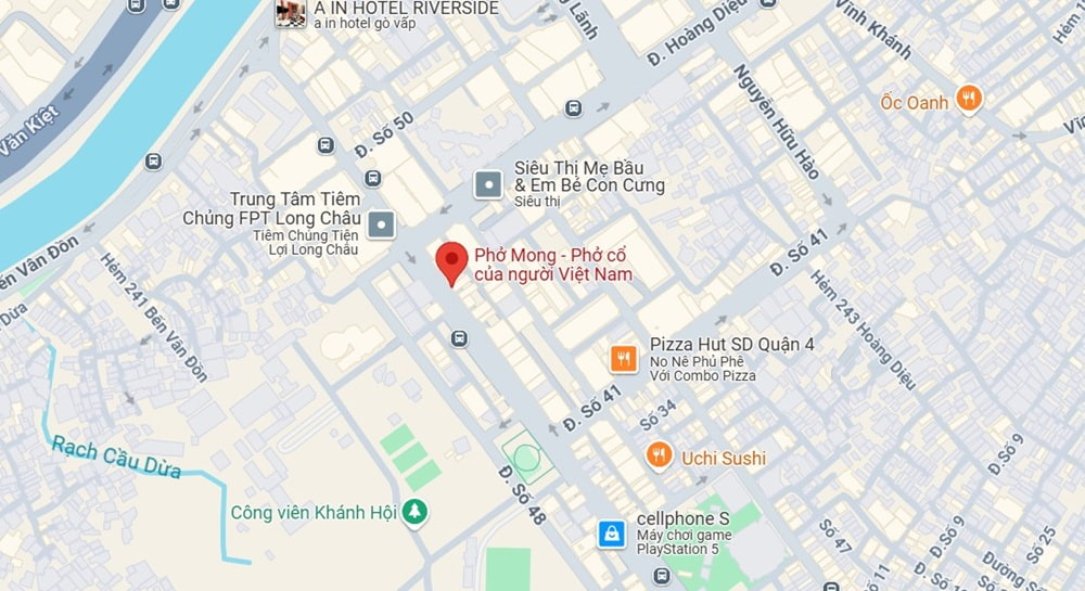 Phở Mong là điểm hẹn quen thuộc của những tín đồ phở tại Quận 4 (Ảnh: Google Maps)