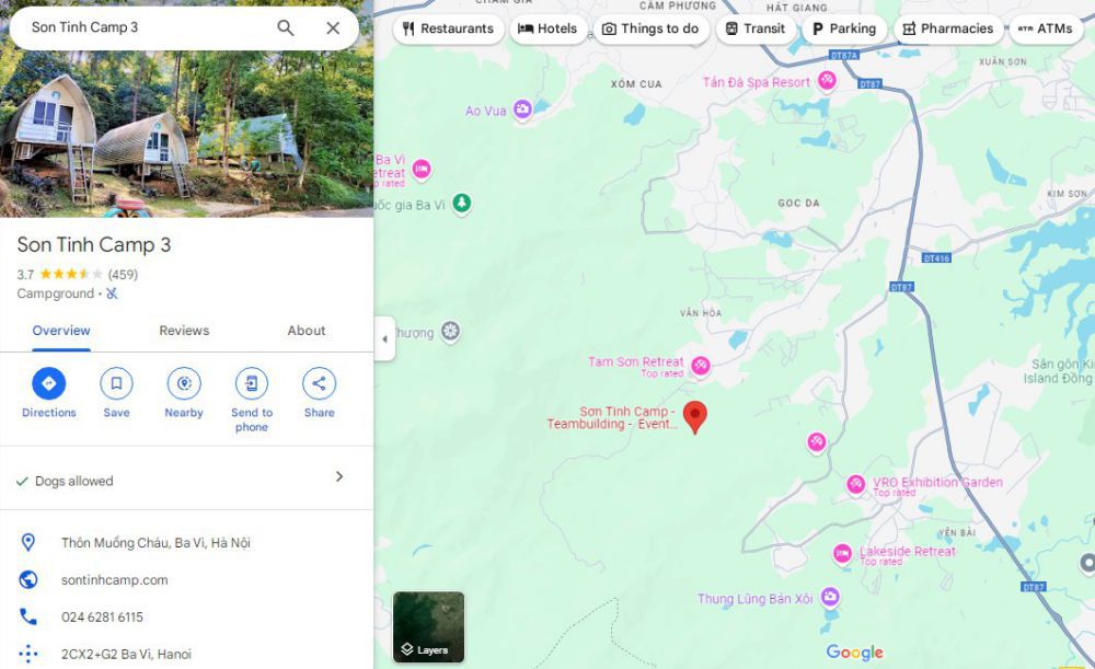 Địa chỉ Sơn Tinh Camp