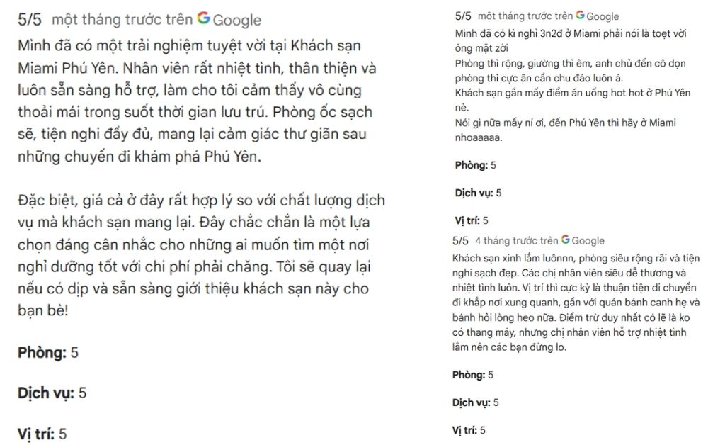 Khách hàng nói họ đã có trải nghiệm tuyệt vời với dịch vụ tận tâm tại khách sạn 