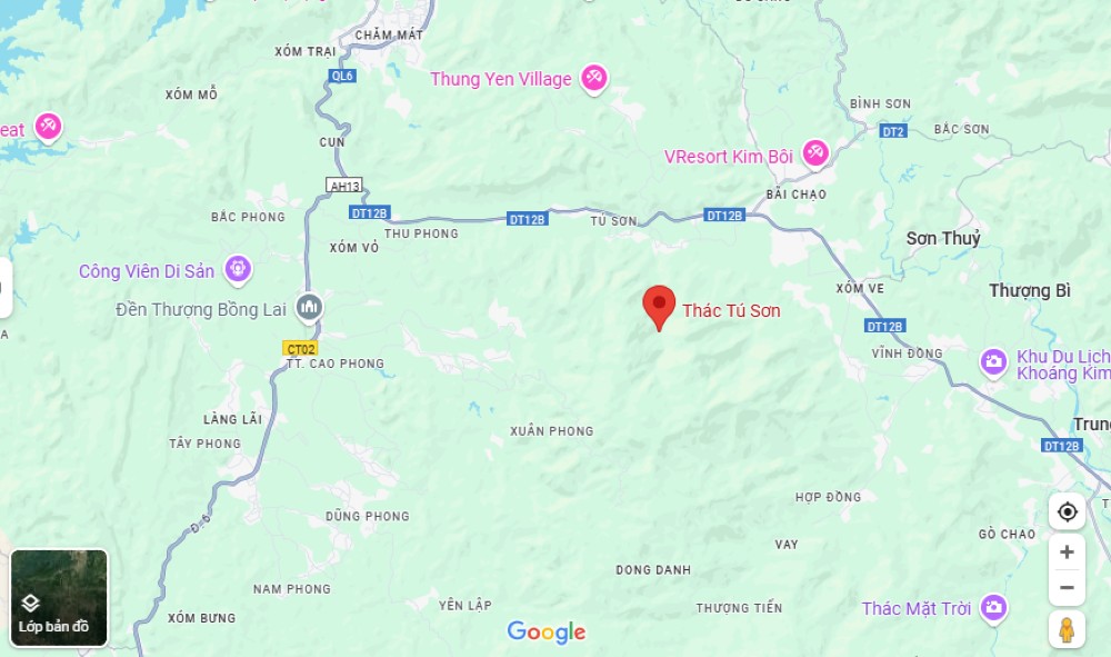 Hình ảnh thác Tú Sơn trên Google Maps (Ảnh: Google Maps)