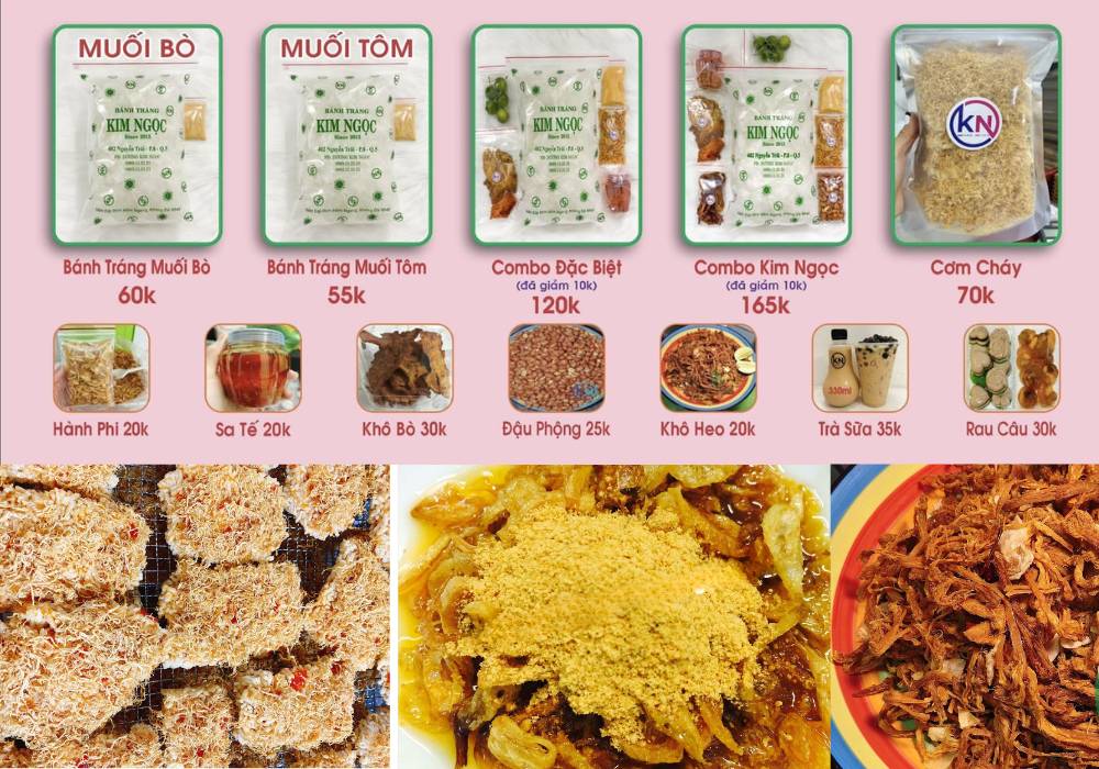 Menu đa dạng hấp dẫn của quán 