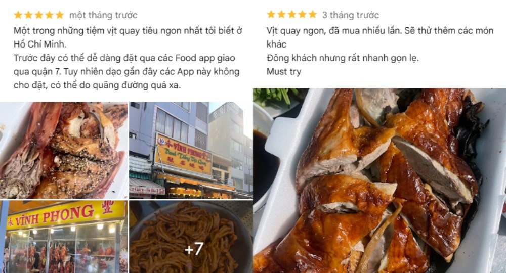 Thực khách đánh giá vịt quay thơm ngon, giá hợp lý, quán luôn đông khách vào giờ cao điểm (Ảnh: Google Maps)