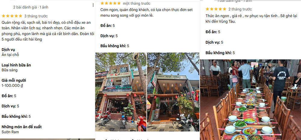 Đánh giá của khách hàng trên Google Maps (Ảnh: Google Maps)