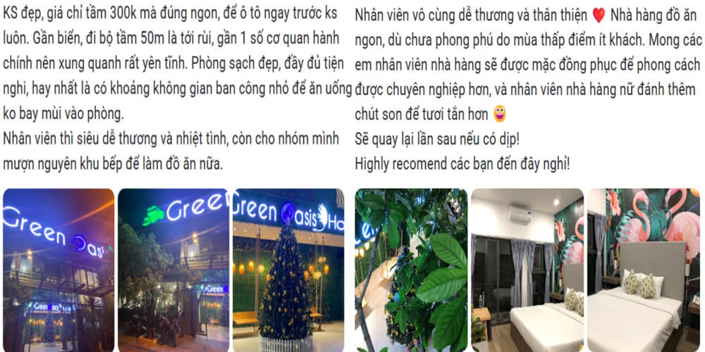 Đánh giá của khách hàng về Green Oasis Hotel trên Google Maps 