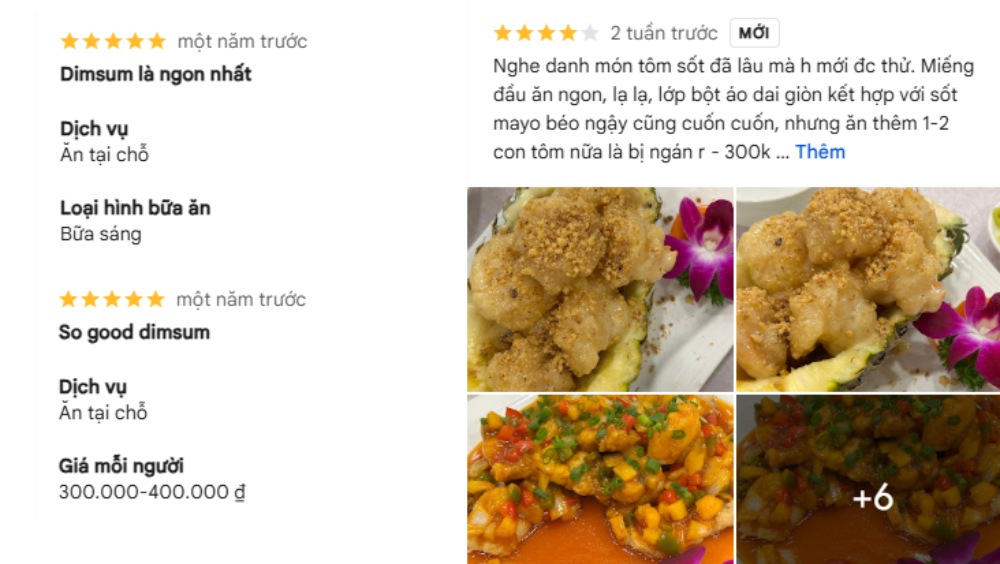 Khách hàng đánh giá cao không gian sang trọng và món ăn ngon miệng (Ảnh: Google Maps)