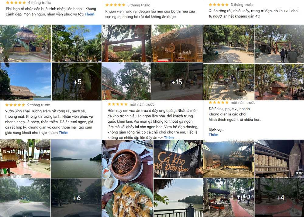 Đánh giá của khách hàng về nhà hàng Vườn Sinh Thái Hương Tràm trên Google Maps