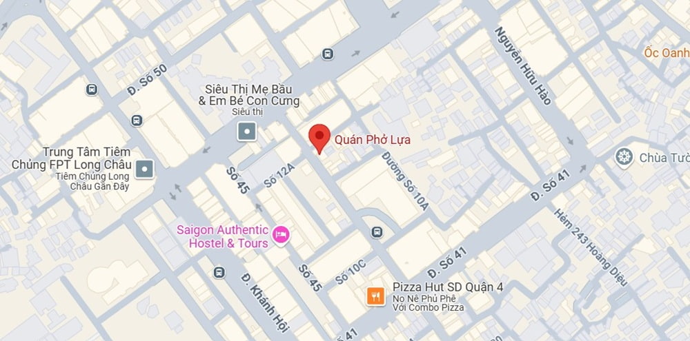 Quán Phở Lựa là một trong những quán phở nổi tiếng nhất tại Quận 4 hiện nay (Ảnh: Google Maps)