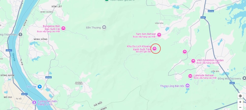 Khu du lịch Khoang Xanh Suối Tiên nằm ở khu vực có khí hậu mát mẻ, trong lành (Ảnh: Google Maps)