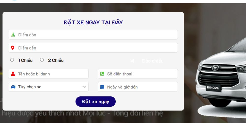 Khách hàng có thể gọi taxi Thiên Đức trực tiếp trên website của hãng 