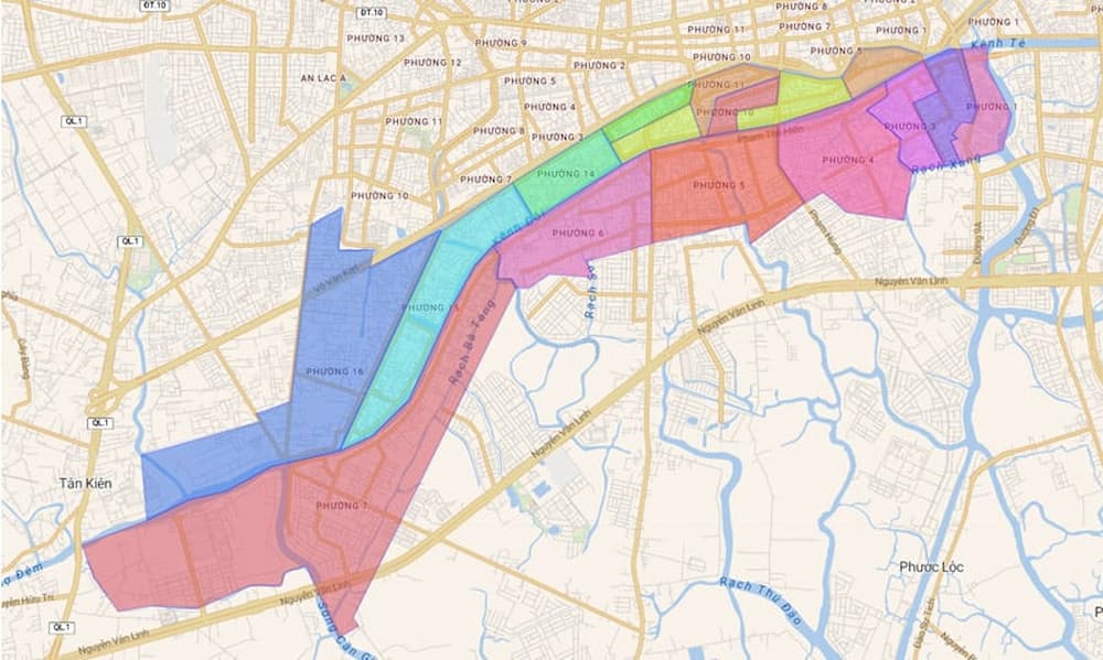 Bản đồ hành chính Quận 8 thành phố Hồ Chí Minh (Ảnh: thuvienphapluat.vn)