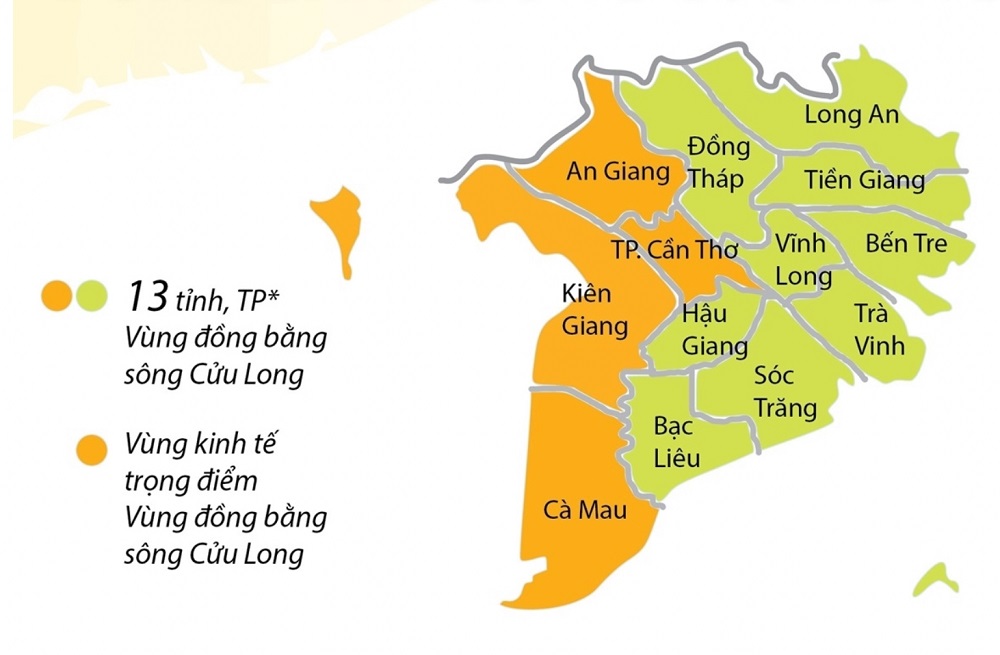 Bản đồ hành chính miền Tây thể hiện rõ nét ranh giới của 13 tỉnh thành trong khu vực này