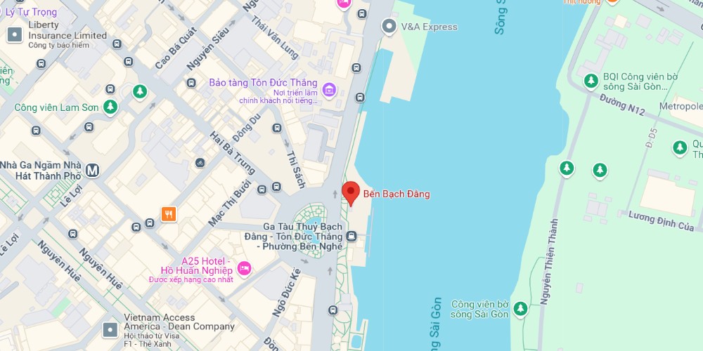 Vị trí của bến Bạch Đằng trên bản đồ (Ảnh: Google Maps)