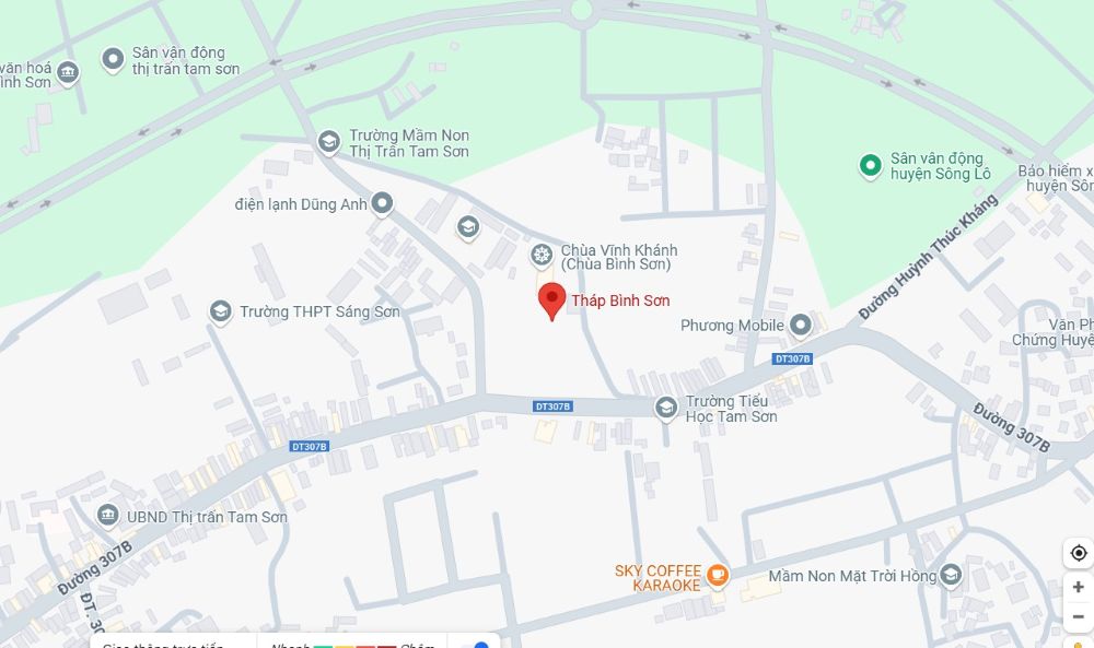 Tháp Bình Sơn thuộc khuôn viên chùa Vĩnh Khánh tỉnh Vĩnh Phúc (Ảnh: Google Maps)