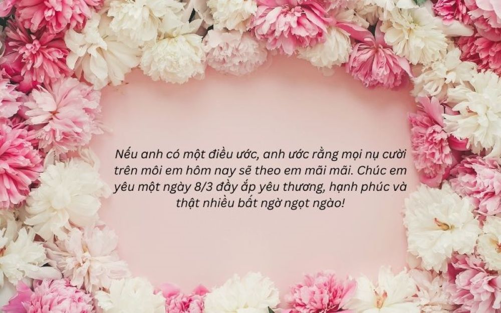 Mẫu câu chúc 8/3 tặng vợ ý nghĩa (Ảnh: Sưu tầm Internet)