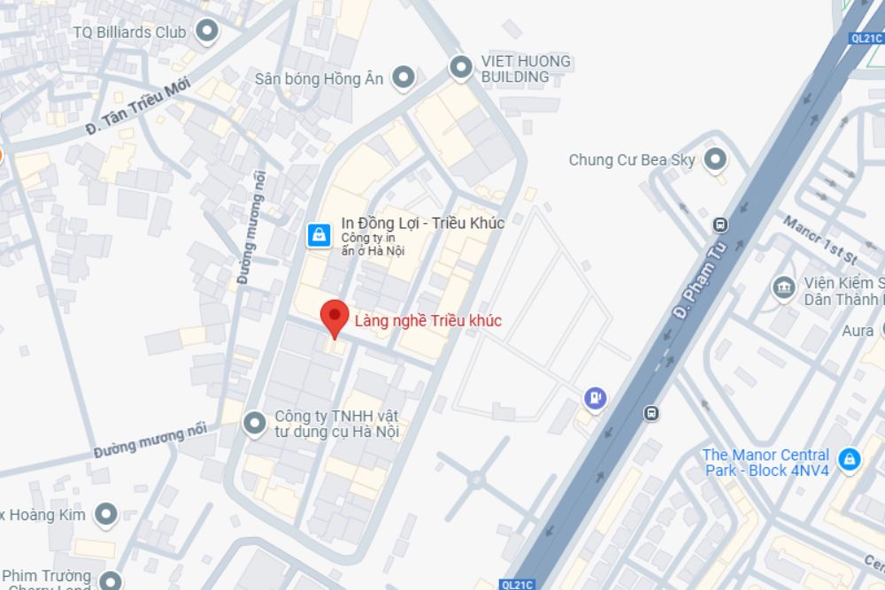 Địa chỉ của khu làng nghề Triều Khúc (Ảnh: Google Maps)