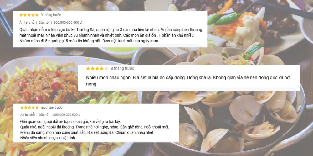 Bia ngon và menu đa dạng là những lời khen tích cực của khách hàng tại Bia Sệt My 684 