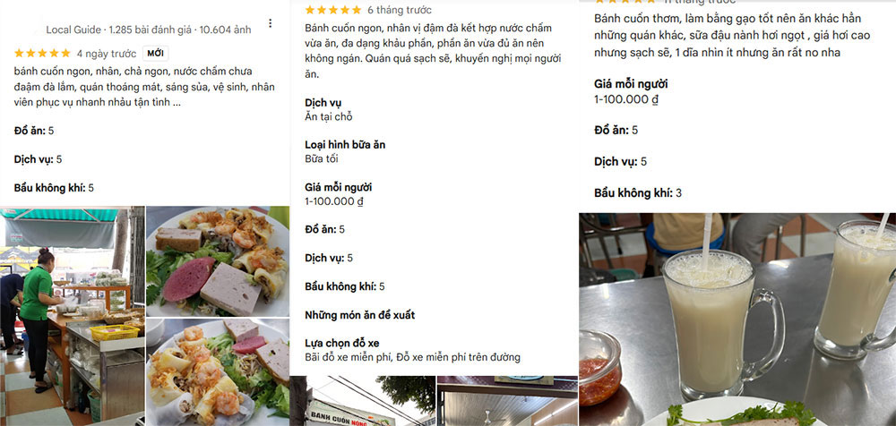 Đánh giá của khách hàng trên Google Maps (Ảnh: Google Maps)