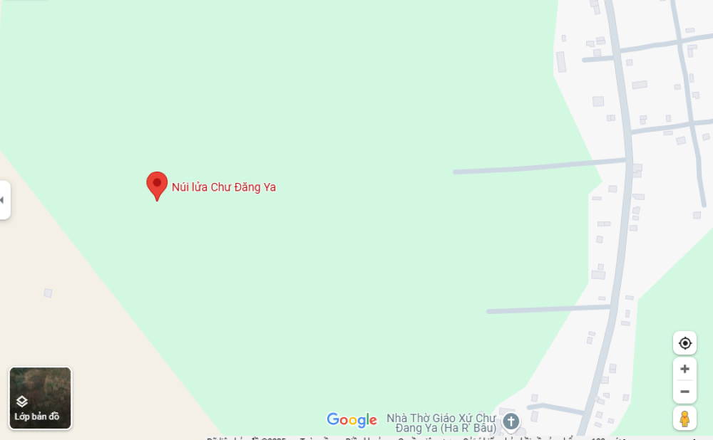 Núi lửa Chư Đăng Ya nằm tại làng Ploi Lagri, tỉnh Gia Lai (Ảnh: Google Maps)