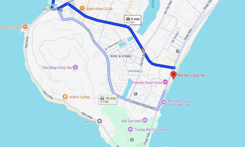 Bãi Sau Vũng Tàu (Thùy Vân) trên google maps 