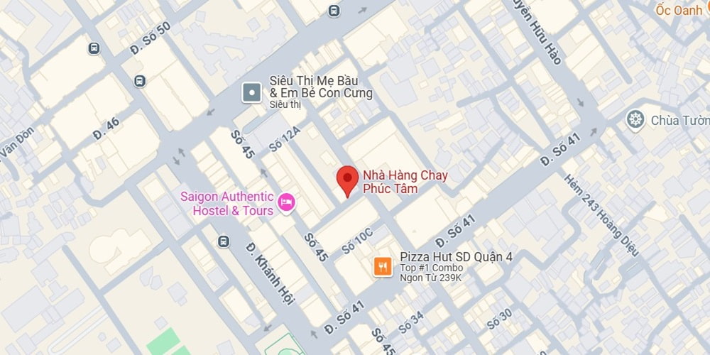 Địa chỉ của nhà hàng chay Phúc Tâm (Ảnh: Google Maps)