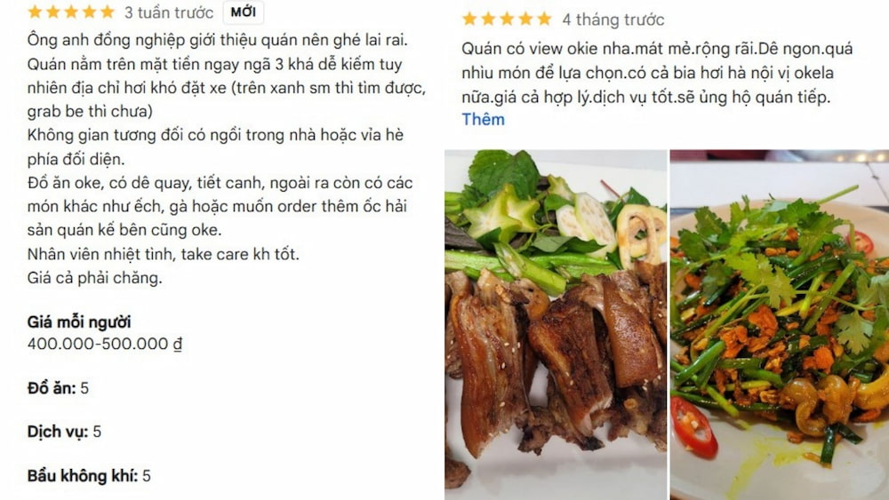 Quán được đánh giá cao nhờ đồ ăn ngon, nhân viên nhiệt tình và mức giá hợp lý (Ảnh: Google Maps)