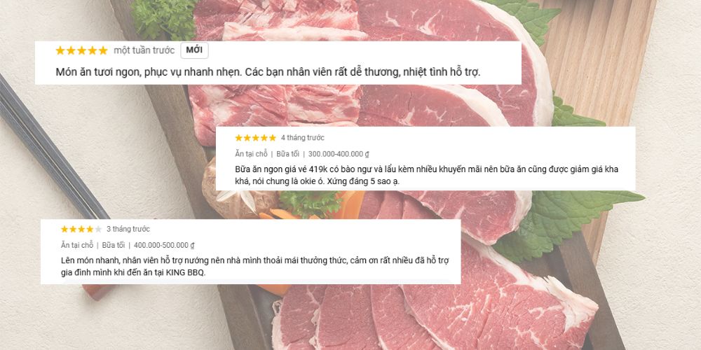 Đánh giá khách hàng về dịch vụ tại King BBQ Phan Xích Long 