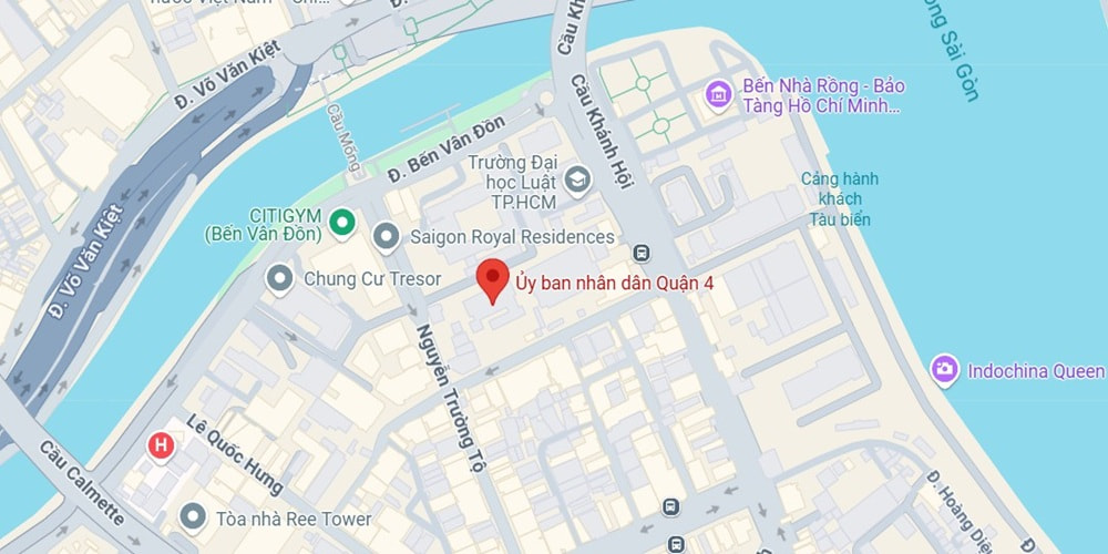 Địa chỉ của UBND Quận 4 nằm tại số 18 Đoàn Nhữ Hài, Phường 13 (Ảnh: Google Maps)