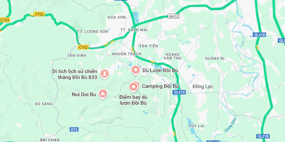 Vị trí của đồi Bù trên bản đồ (Ảnh: Google Maps)