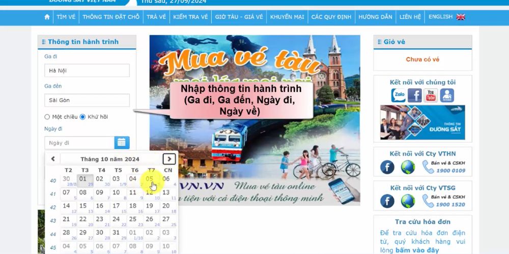 Nhập thông tin hành trình để hệ thống tìm kiếm 