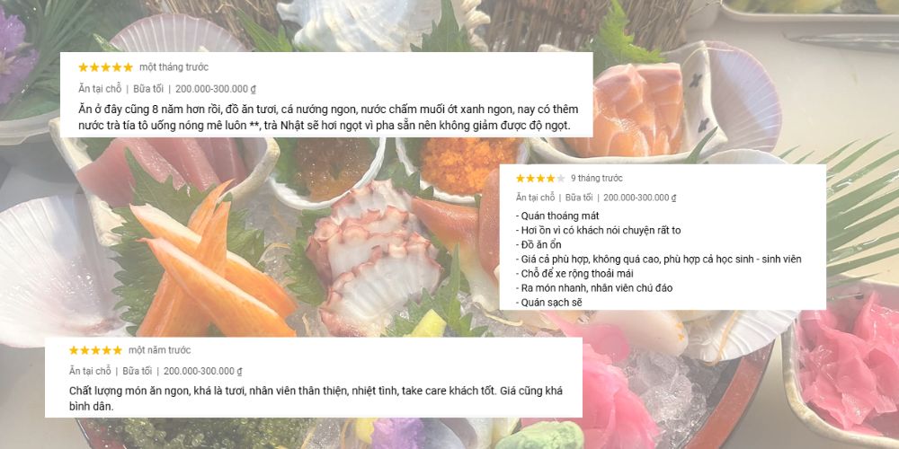 Chất lượng món ăn tươi ngon được đánh giá cao tại Hana Sushi