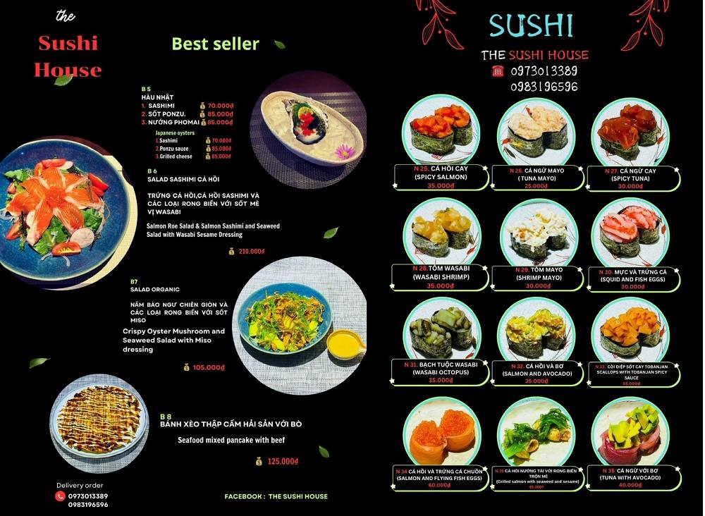 Menu một số món ăn tại The Sushi House 