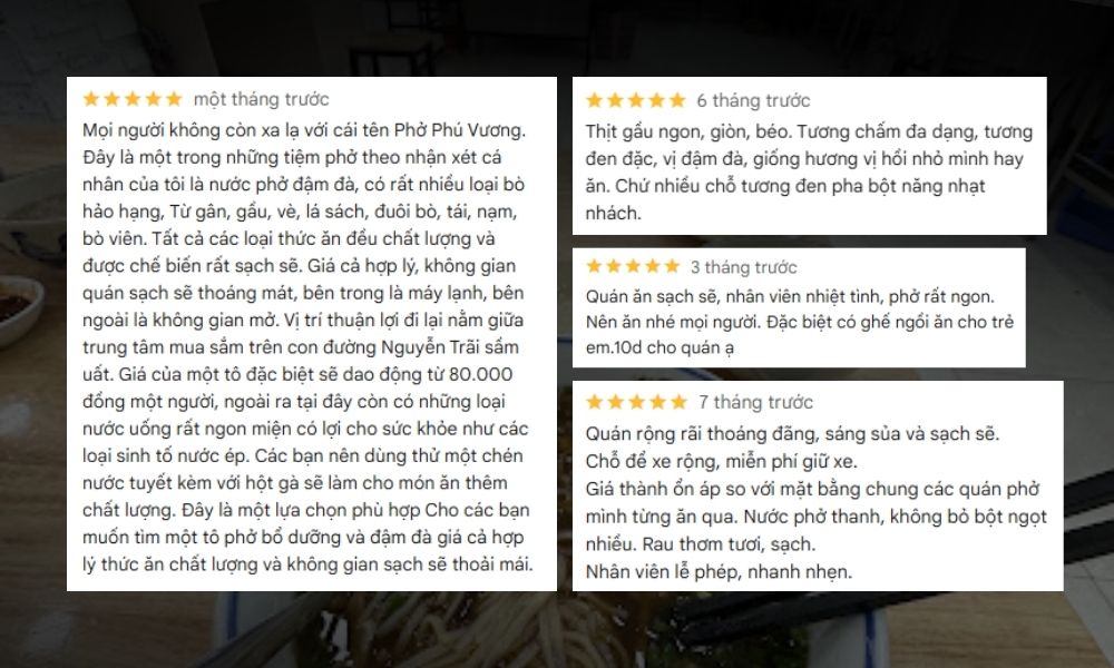 Những “feedback” chân chất của khách hàng dành tặng quán Phở Phú Vương ở Quận 5