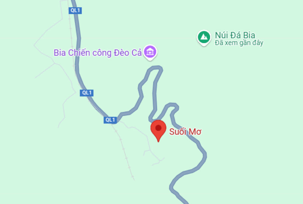 Suối Mơ cách núi Đá Bia khoảng 2km (Ảnh: Google Maps)