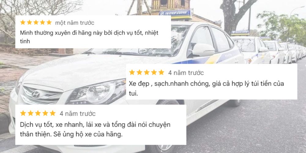 Feedback khách hàng về dịch vụ taxi Thành Công