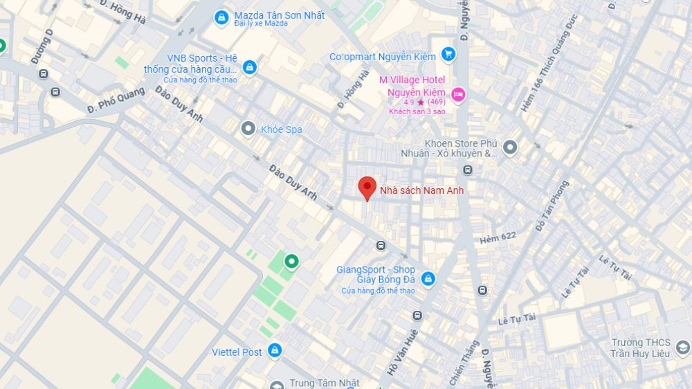 Nhà sách Nam Anh nằm số 14/41 Đào Duy Anh, Phường 9, Phú Nhuận, TP. HCM (Ảnh: Google Maps)