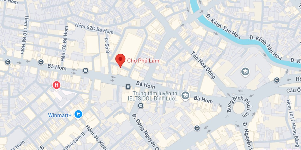 Vị trí của chợ Phú Lâm trên bản đồ (Ảnh: Google Maps)