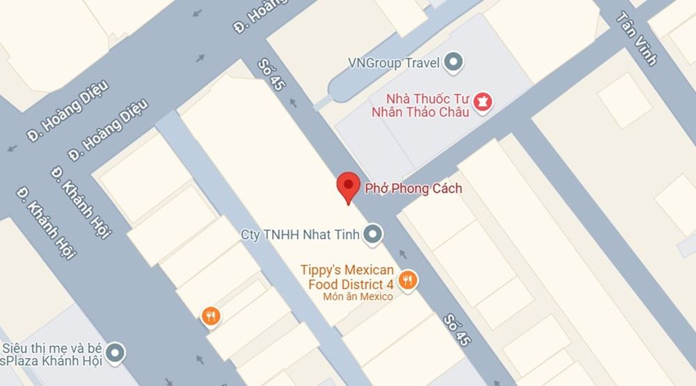 Địa chỉ của quán Phở Phong Cách Quận 4 (Ảnh: Google Maps)