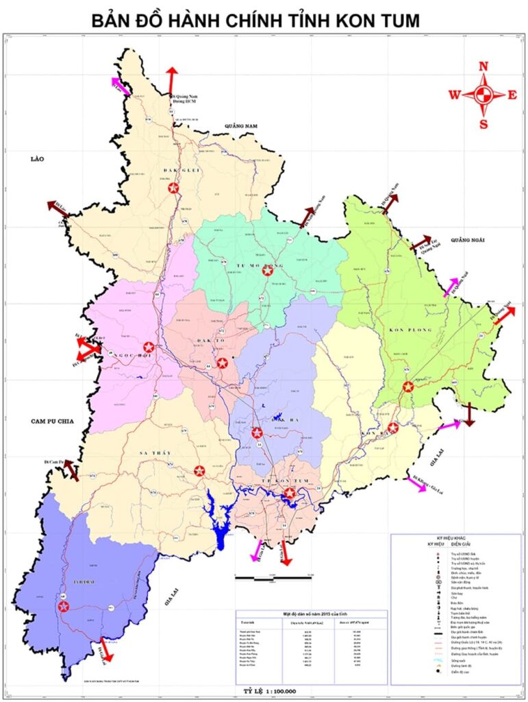 Bản đồ hành chính của tỉnh Kon Tum hiện nay (Ảnh: Kontum.gov.vn)