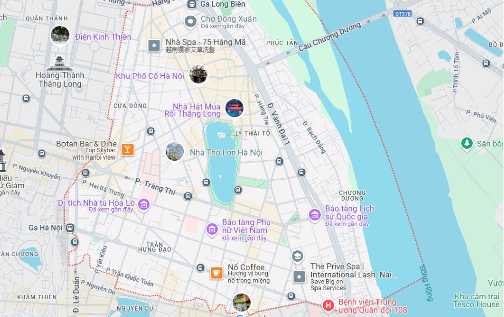 Bản đồ du lịch Hà Nội quận Hoàn Kiếm (Ảnh: Google Maps)