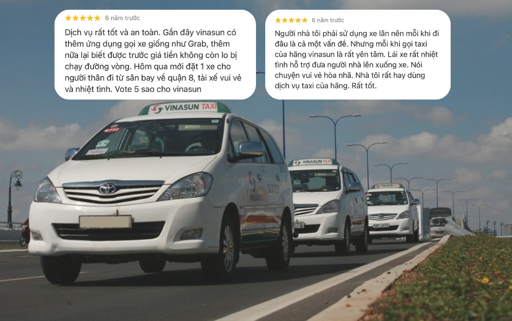 Taxi Vinasun Cần Giuộc với nhiều nhận xét tốt về dịch vụ vận chuyển (Ảnh: Google Maps)